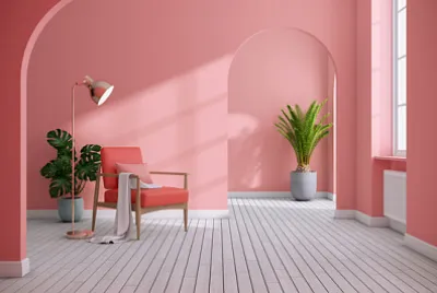 Interior moderno y minimalista de mediados de siglo de livi