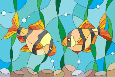 Para ryb ilustracji w stylu witrażu