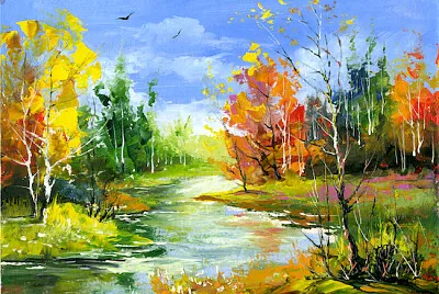 Pintura de paisagem de outono