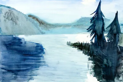 Paesaggio fluviale serale