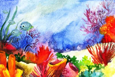 Peinture de paysage sous-marin