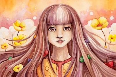 絵画の女の子の顔