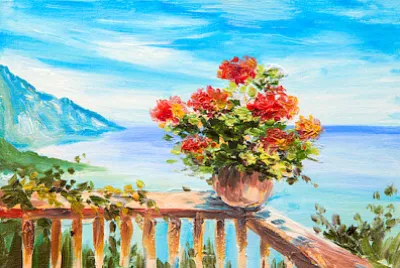 Landskap bukett av blommor