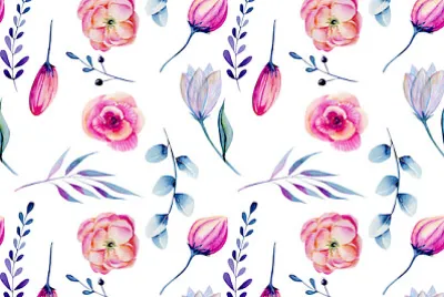 Peonie rosa acquerello e rami blu