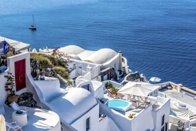 サントリーニ島イア、ギリシャ