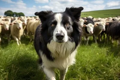Border Collie mit Schafen