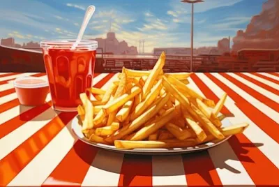 Patatine fritte soleggiate