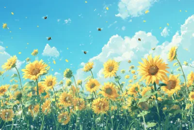 Champ de tournesols en été