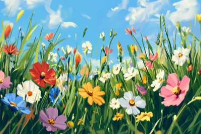 Łąka wiosenna pełna kwiatów