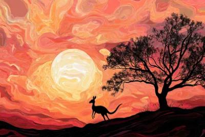 Alba nel deserto del canguro