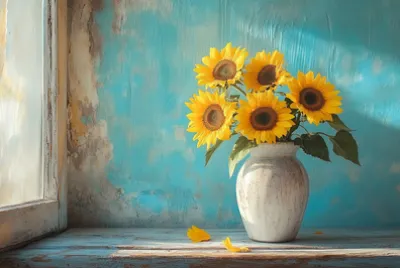 Żywy bukiet słoneczników