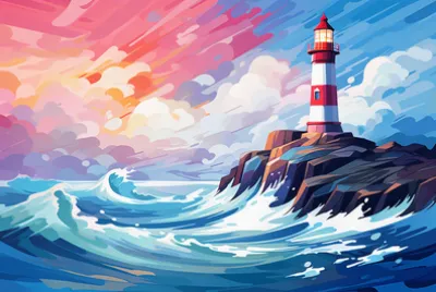 Un faro entre las olas