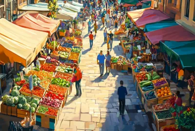 Busy Farmer's Market jigsaw puzzle