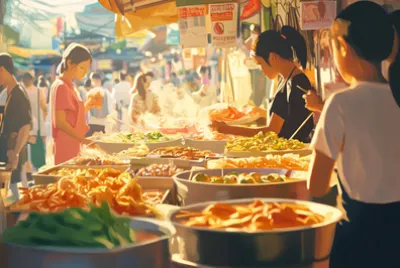 Gatumatstånd i Bangkok