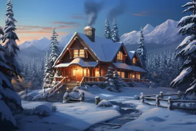 Cabana de inverno aconchegante