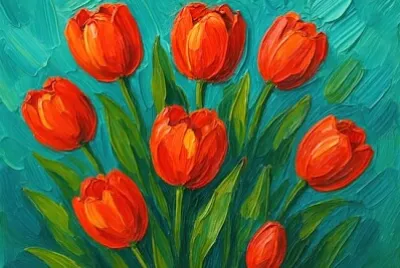 Strahlend rote Tulpen