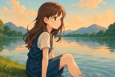 פאזל של רגע של שלווה על שפת האגם