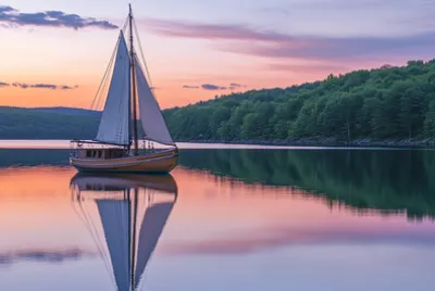 Barca a vela sul lago Serene