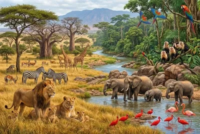 Scena di animali, variazione 1 con