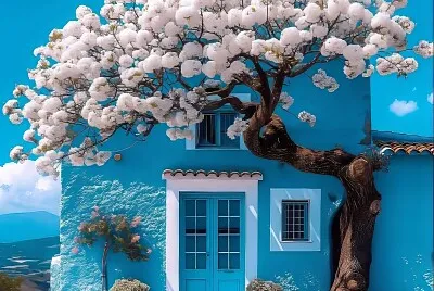 Azul y blanco