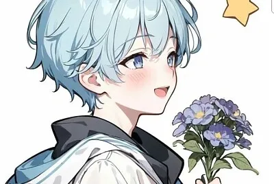 Chico anime pelo azul