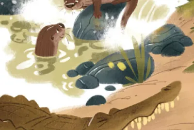 Otters and Alligator jigsaw puzzle