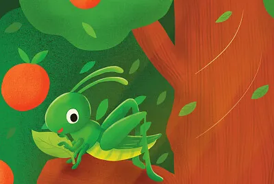 Grasshopper on orange tree