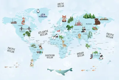 Animals world map for kids jigsaw puzzle