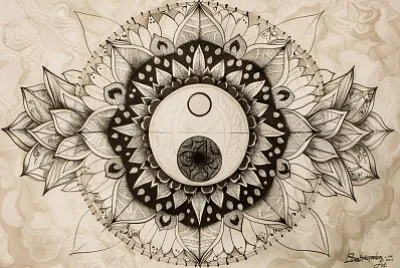 Yin Yang Lotus Mandala