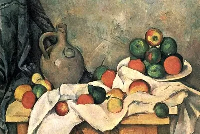 Cezanne rideau cruchon et compotier