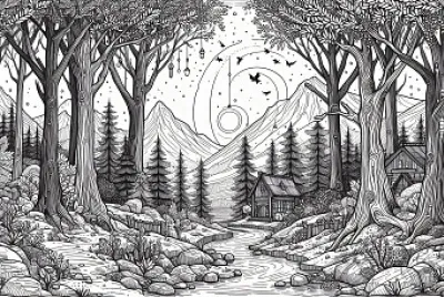 פאזל של forest with cabin