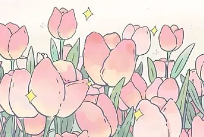 mignon champs de tulipes rose