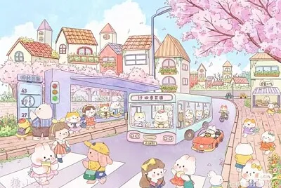 Mignonne petit ville rose jigsaw puzzle