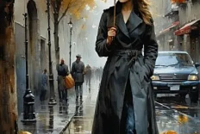 A girl with an umbrella.