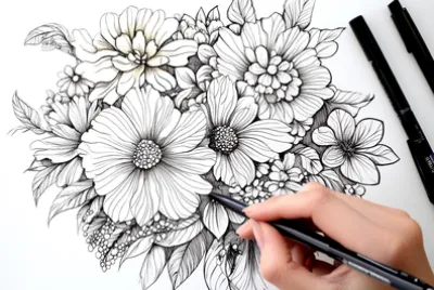 Zentangle Floral Pattern Drawing