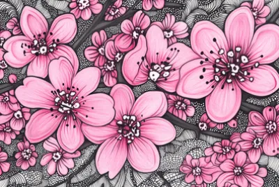 Pink Blossoms Zentangle