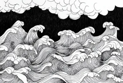 Zentangle Ink Ocean Waves