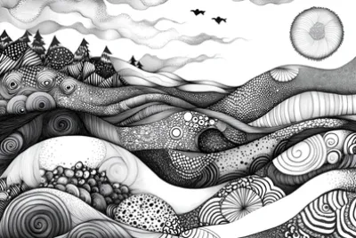 Zentangle Abstract Landscape