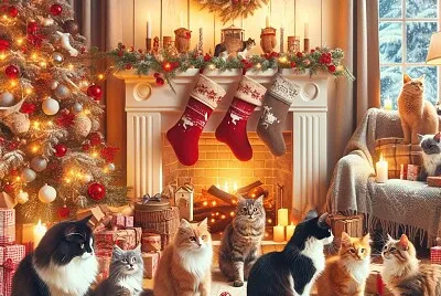 פאזל של Christmas with cats!