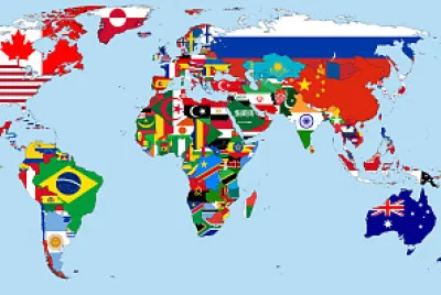 World map with flags