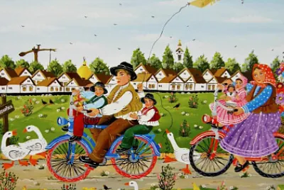naïf serbe promenade en famille