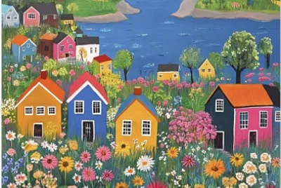 naïf croate village au bord de l 'eau