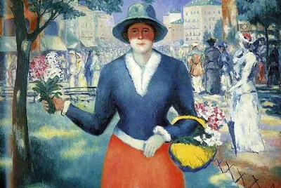 Malevitch la fille aux fleurs