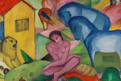 Franz Marc lion et chevaux