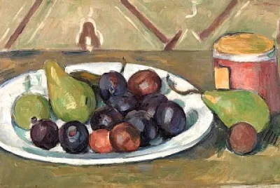 Cézanne prunes et pot de confiture