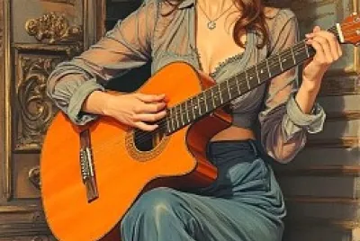 Girl with guitar jigsaw puzzle