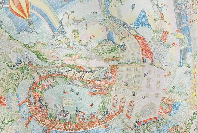 Monde du faubourg pastel jigsaw puzzle