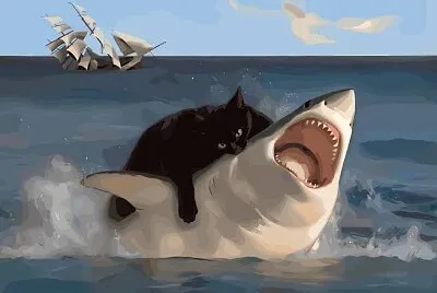 פאזל של Gato come tiburon