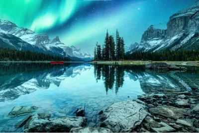 פאזל של Aurora Boreal en lago