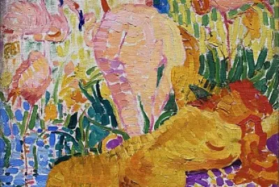 Delaunay nu aux flamants
